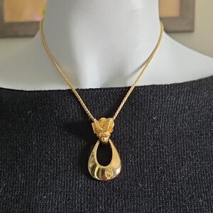 Vintage Aries Gold-Tone Ram & Horseshoe Pendant Necklace